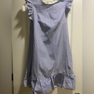 Elegant Blue and White Striped Dress